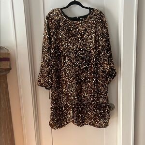 H&M Sparkling Black and Gold Long Sleeve Dress